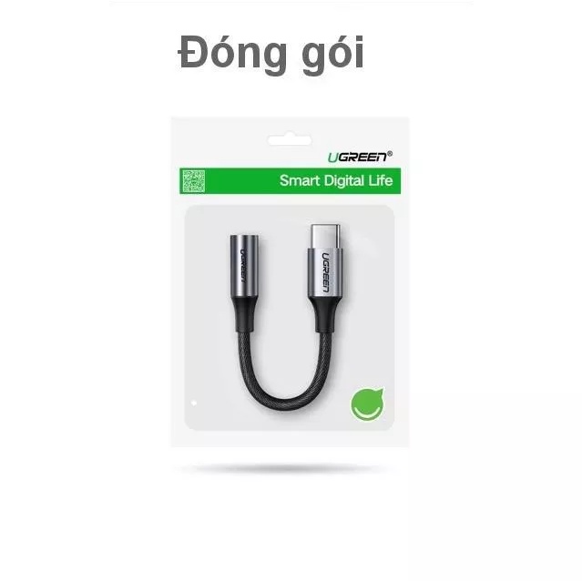 Ugreen 80154 10cm màu xám bộ chuyển USB type C ra 3.5mm Headphone audio hỗ trợ điện thoại Samsung mới AV161