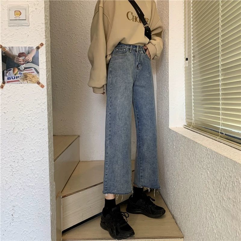 Quần Jeans Dài Ống Rộng Thời Trang Dành Cho Nữ