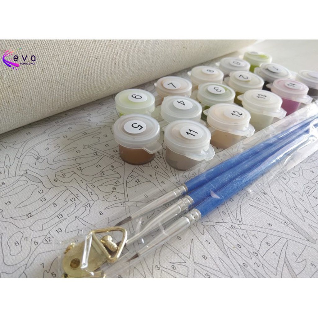 Tranh Sơn Dầu Số Hóa Tự Tô Màu Theo Số Mẫu Cô Gái Tóc Xù YN28 Kèm Màu Acrylic Kích Thước 40x50cm