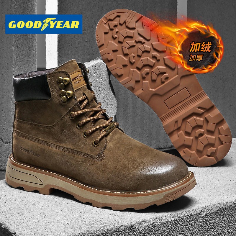 Giày nam Goodyear 2020 mùa thu và đông Martin công cụ ủng cao cổ đại hoàng cộng với cashmere bông ấm áp tuyết