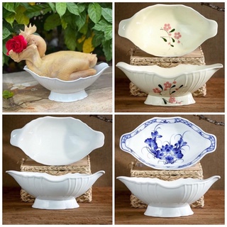 Bát thuyền bày gà cúng, đựng đồ ăn, cắm hoa gốm sứ bát tràng hàng chuẩn