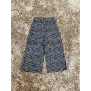 Quần culottes lửng ống rộng kẻ caro xuất Hàn
