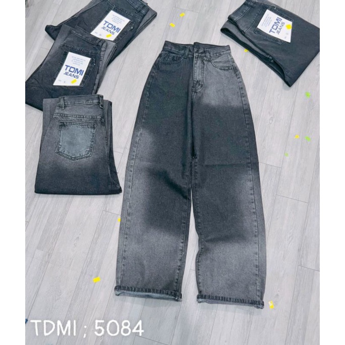 Quần jeans baggy suông phủ gót lưng cao mã 5100 alohashop91
