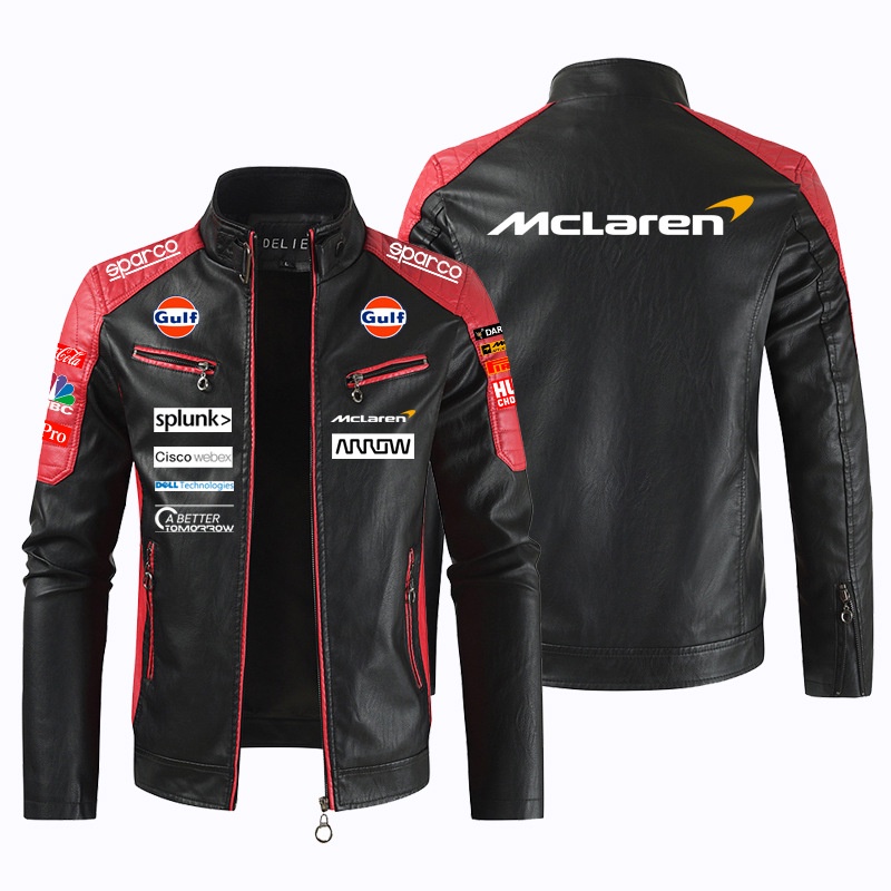 Áo Khoác Da Tay Dài Phong Cách Đua Xe Mô Tô F1 Cá Tính Cho Nam