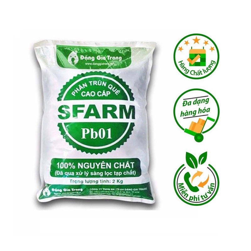 Phân Trùn Quế SFARM ,bao nguyên 2Kg,bón cây cảnh, rau màu