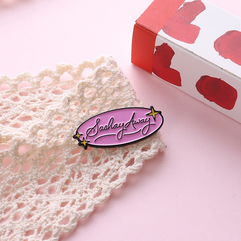 Ghim Cài Áo Hình Oval Tráng Men Họa Tiết Chữ RuPauls Hoạt Hình Màu Hồng Thời Trang Cho Nữ