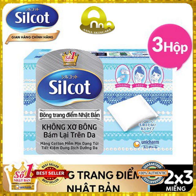 [CHÍNH HÃNG HÀNG SẴN] Bộ 3 hộp bông tẩy trang Silcot 82 miếng/hộp | BigBuy360 - bigbuy360.vn