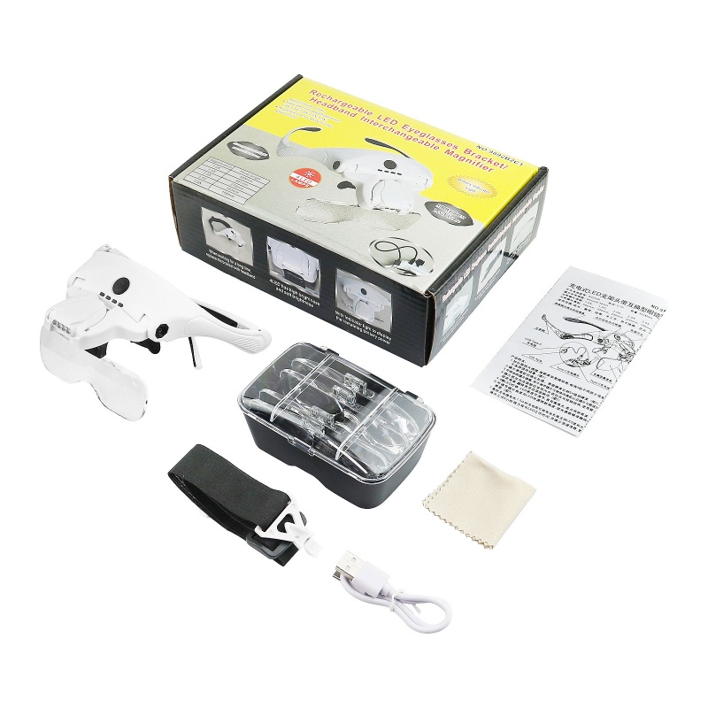 Kính Lúp Đeo Trán Có Đèn LED 1.0x / 1.5x / 2.0x / 2.5x / 3.5x