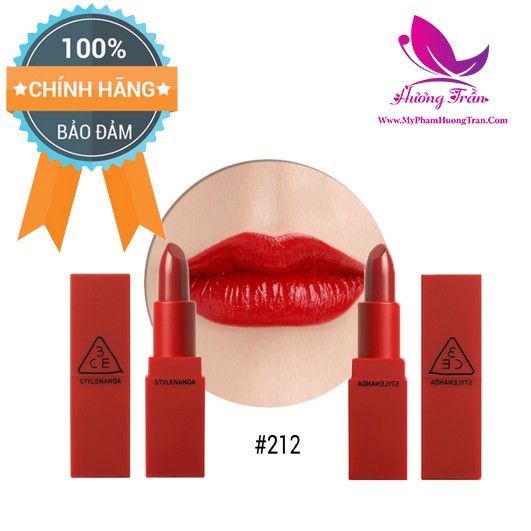 Bộ 2 Son Lì 3CE Red Recipe Matte Lip Color #212 Moon - Màu Đỏ Thuần - Chính Hãng 100%