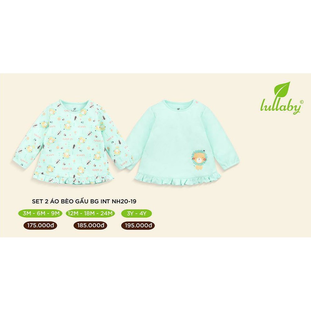 Set 2 áo/ 2 quần bèo gấu bé gái Lullaby - 2 màu xanh ngọc, hồng cam