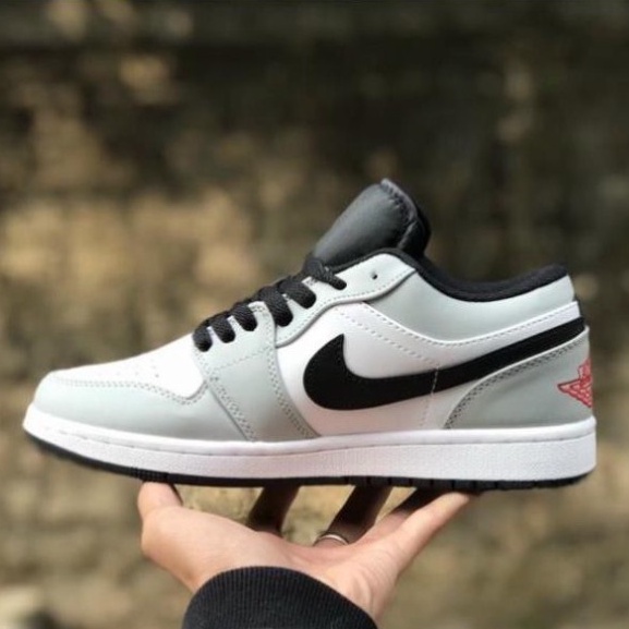 Giày Sneaker  Air Jordan 1 Low Smoke Grey, Giày thể thao JD1 Xám thấp thêu chỉ đỏ nam nữ full box bill