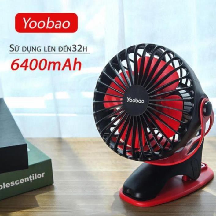 Quạt cầm tay tích điện YOOBAO F04 xoay góc 360 độ kẹp xe đẩy để bàn pin khủng 6400mAh 🍁 Lỗi 1 đổi 1🔥FREE SHIP🔥 | BigBuy360 - bigbuy360.vn