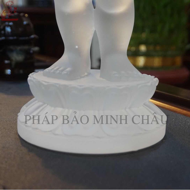 [PHÁP BẢO MINH CHÂU] Tượng Đản Sanh - Lưu Ly Đài Loan 17cm (Trắng - Vàng)