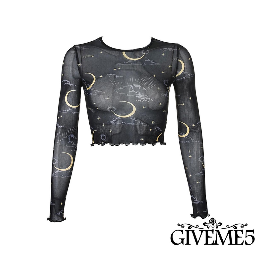 Áo lửng tay dài phối lưới nhìn thấu kiểu dáng quyến rũ cho nữ