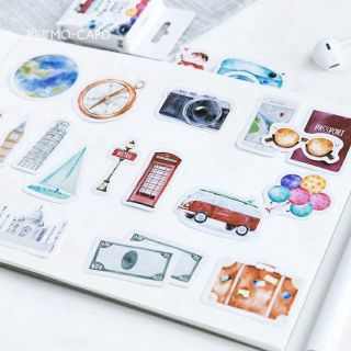 Hộp 45 sticker Travel dán trang trí planner scrapbook