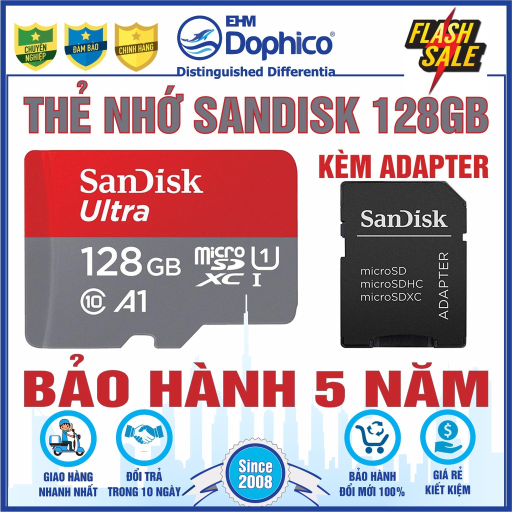 Thẻ nhớ SanDisk 128GB – SanDisk Ultra MicroSD – CHÍNH HÃNG – Bảo hành 5 năm – Kèm Adapter | BigBuy360 - bigbuy360.vn