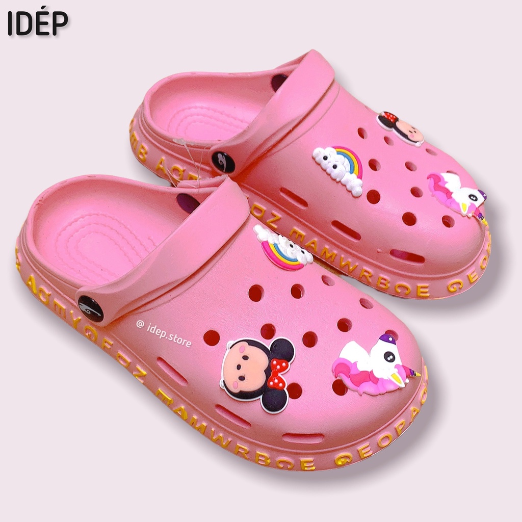 Dép sục Crocs nữ siêu nhẹ viền chữ cao 3cm (Tặng 6 sticker) đi mưa siêu bền Maipy -  SL034