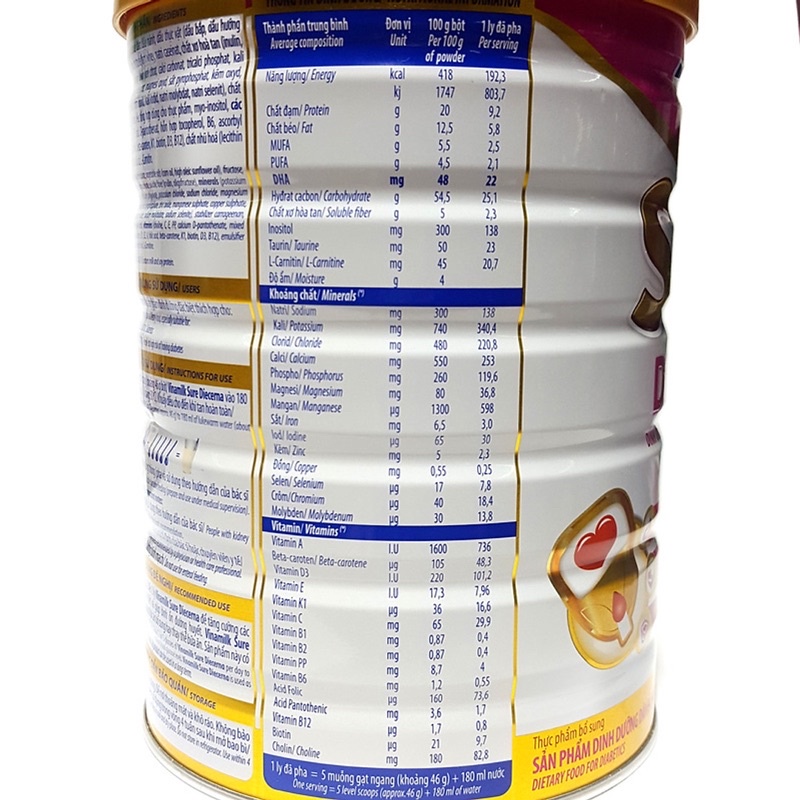 Sữa bột Vinamilk Sure Diecerna 900g