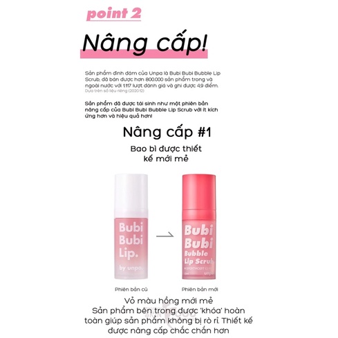 Tẩy da chết làm mềm môi UNPA Bubi Bubi Bubble Lip Scrub 10ml UPBBLS01