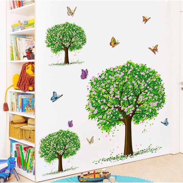 DECAL HÌNH DÁN 3 CÂY HOA XANH