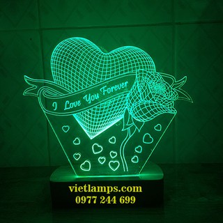 ĐÈN LED 3D TRÁI TIM VÀ HOA