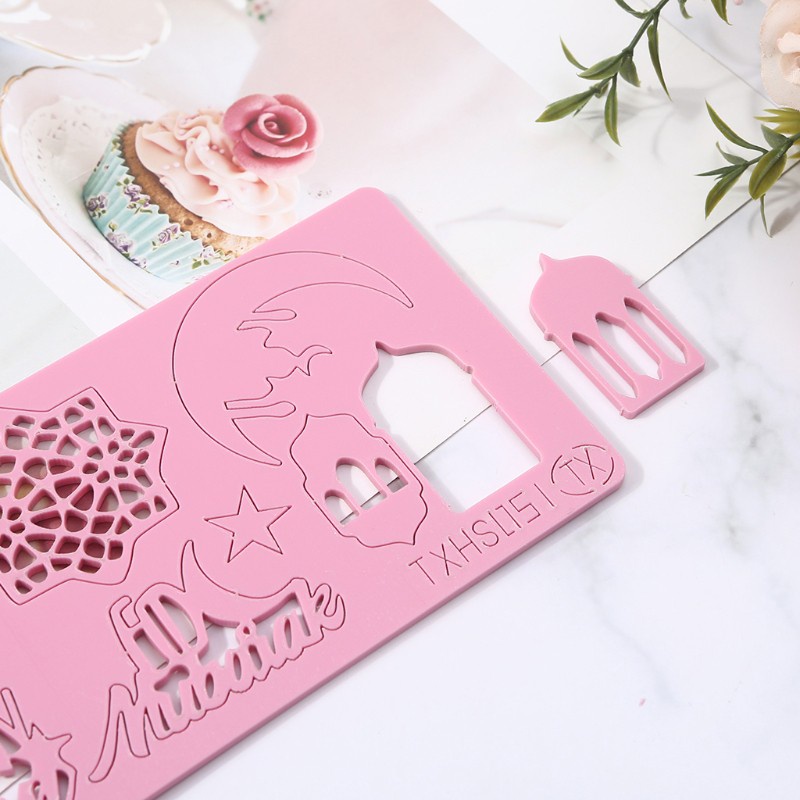 Khuôn Cắt Bánh Quy Bằng Acrylic Dập Nổi Họa Tiết Eid Mubarak Ramadan