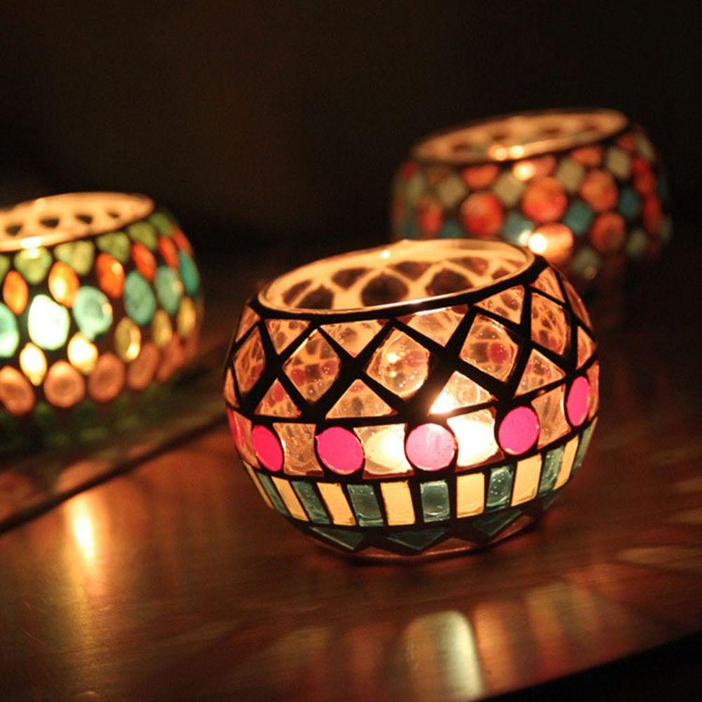 Lọ Thủy Tinh Đựng Nến Để Bàn Phong Cách Moroccan