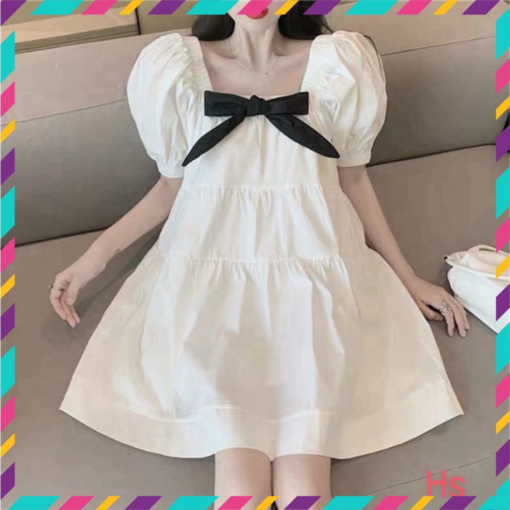 Váy Nữ, Đầm Nữ Thắt Nơ Ngực Dáng Bồng Bềnh Siêu Xinh | BigBuy360 - bigbuy360.vn
