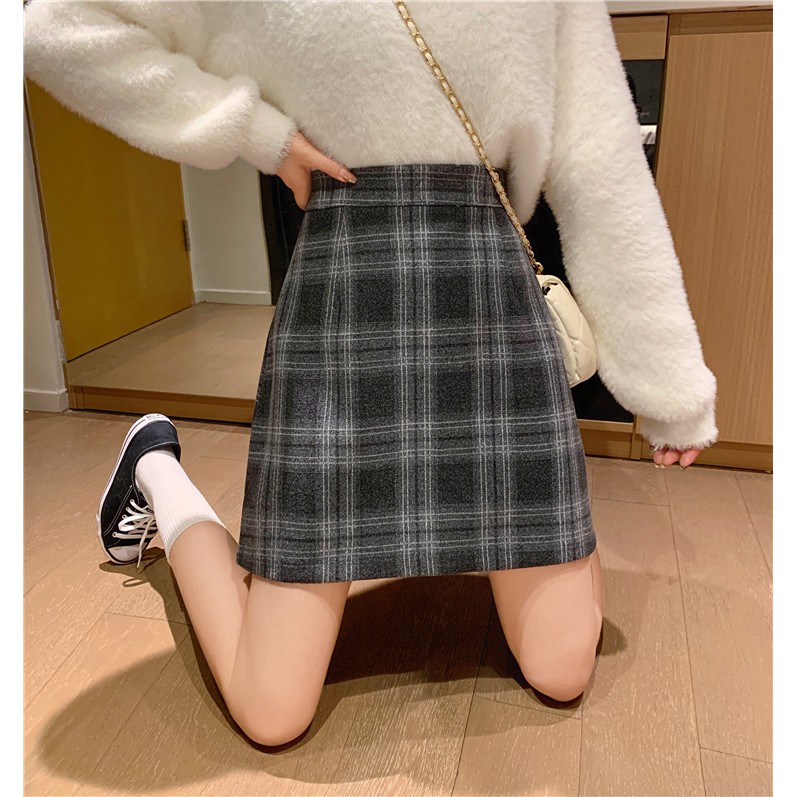 Chân Váy Chữ A Lưng Cao Họa Tiết Sọc Caro Phong Cách Chic | BigBuy360 - bigbuy360.vn