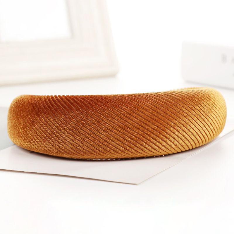 Băng Đô Cài Tóc Vải Nhung Xốp Dày Họa Tiết Kẻ Sọc Màu Trơn Cổ Điển 8 Màu Sắc Tùy Chọn Phong Cách Hàn Quốc Cho Nữ