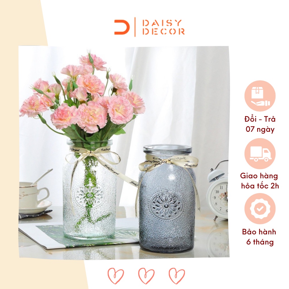 Lọ hoa thuỷ tinh dây nơ để bàn trang trí phòng khách phòng ngủ phòng làm việc - Daisy.decor - Hàng có sẵn