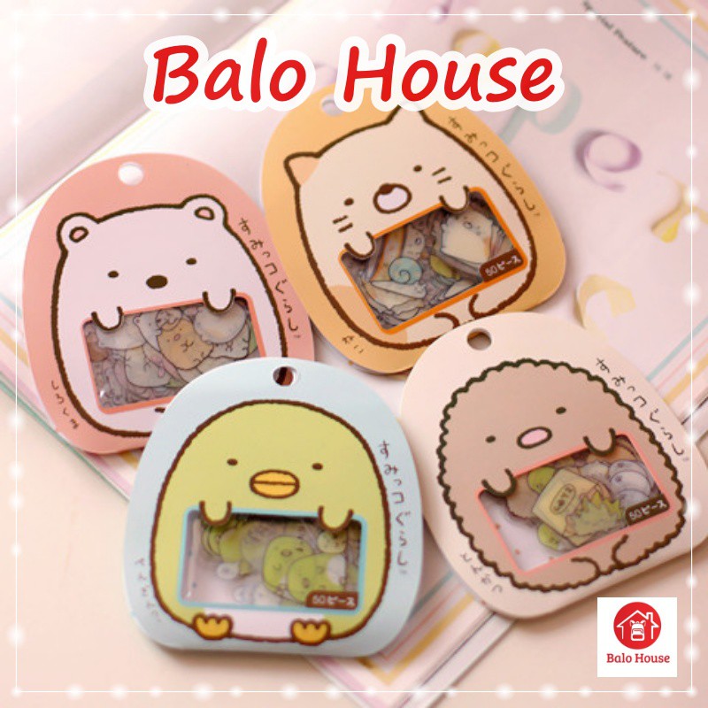 Set 50 sticker dán trang trí số lưu niệm hình gấu dễ thương - BALO HOUSE