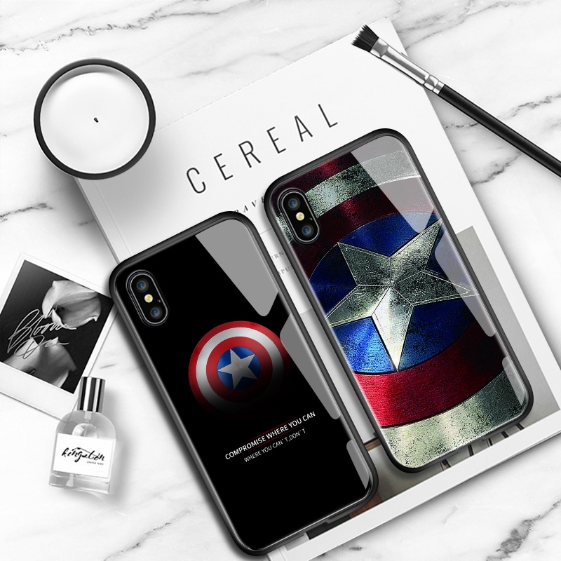 Ốp Điện Thoại Kính Cường Lực Viền Silicon Dẻo Họa Tiết Marvel Superhero Ironman Captain America Spider-Man Cho Huawei Honor 6x / Mate9 Lite / Gr5 2017