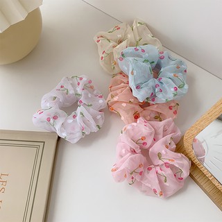 INS Cúc Scrunchies Dây Buộc Tóc Hoa