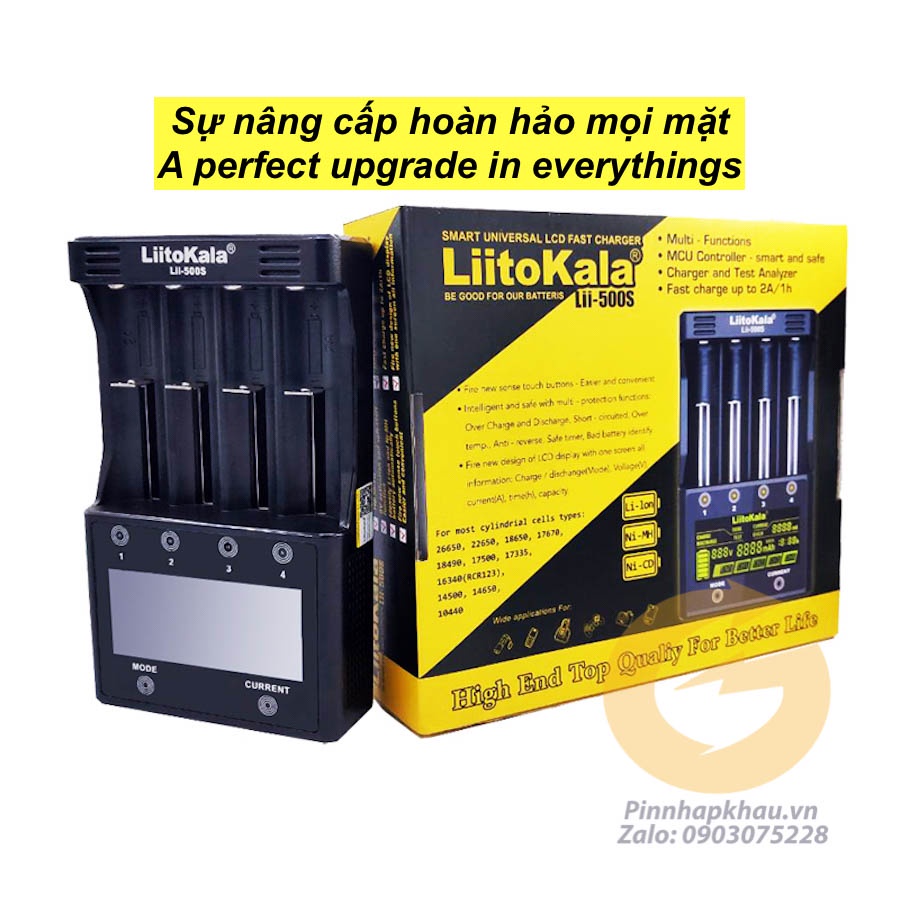 [S11] Bộ sạc cao cấp Liitokala Lii 500S sạc nhanh gấp 2 lần Liitokala Lii 500, Sạc 4 pin