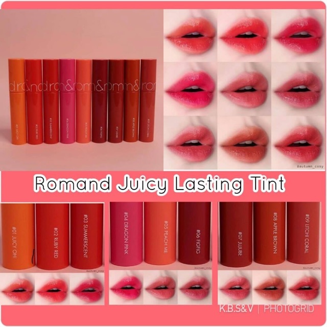 🍓SON TINT LÌ CHO MÙA HÈ NĂNG ĐỘNG ROMAND JUICY LASTING TINT PHIÊN BẢN NÂNG CẤP 2019 VÀ 3 MÀU MỚI