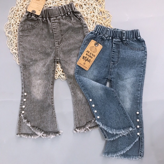 Quần jean ống loe đính ngọc cho bé gái từ 10-20kg mã J49060