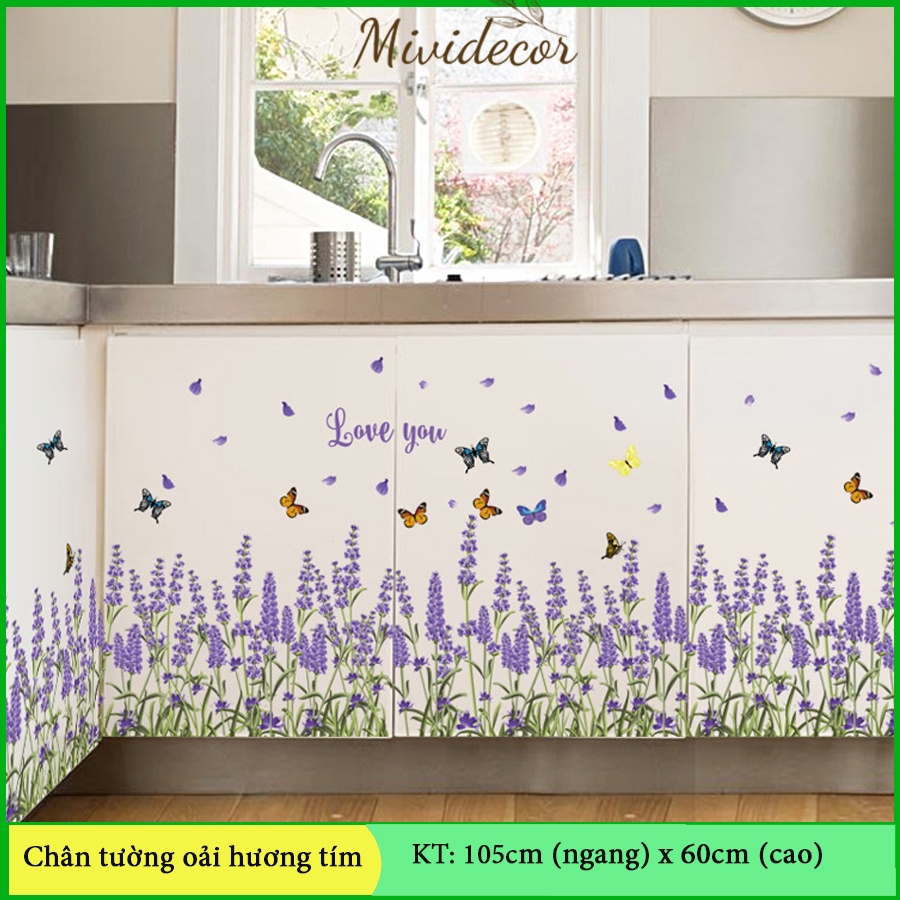 Decal chân tường hoa oải hương tím - Sk7038