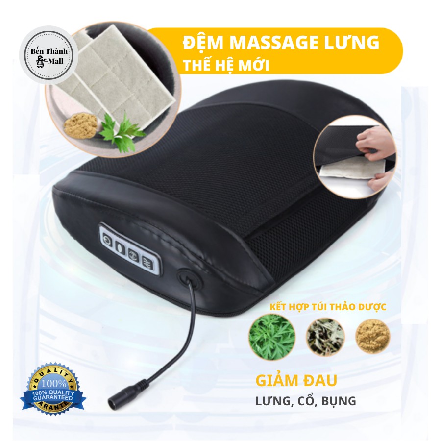 [✈️ Freeship] ĐỆM MASSAGE LƯNG JB-001 [Chế độ nhiệt &amp; rung] [Tặng kèm túi thảo dược]