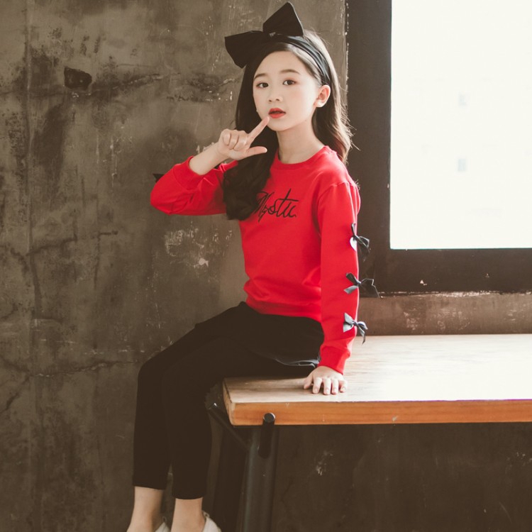 Set Áo Tay Dài + Chân Váy Đính Nơ Xinh Xắn Thời Trang Dành Cho Mùa Thu | BigBuy360 - bigbuy360.vn