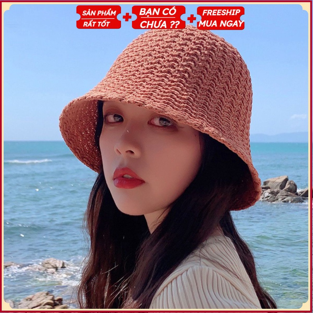 Nón Cói, Mũ Cói Mềm Vành Nhỏ Trơn Đi Biển Phong Cách Retro Vintage
