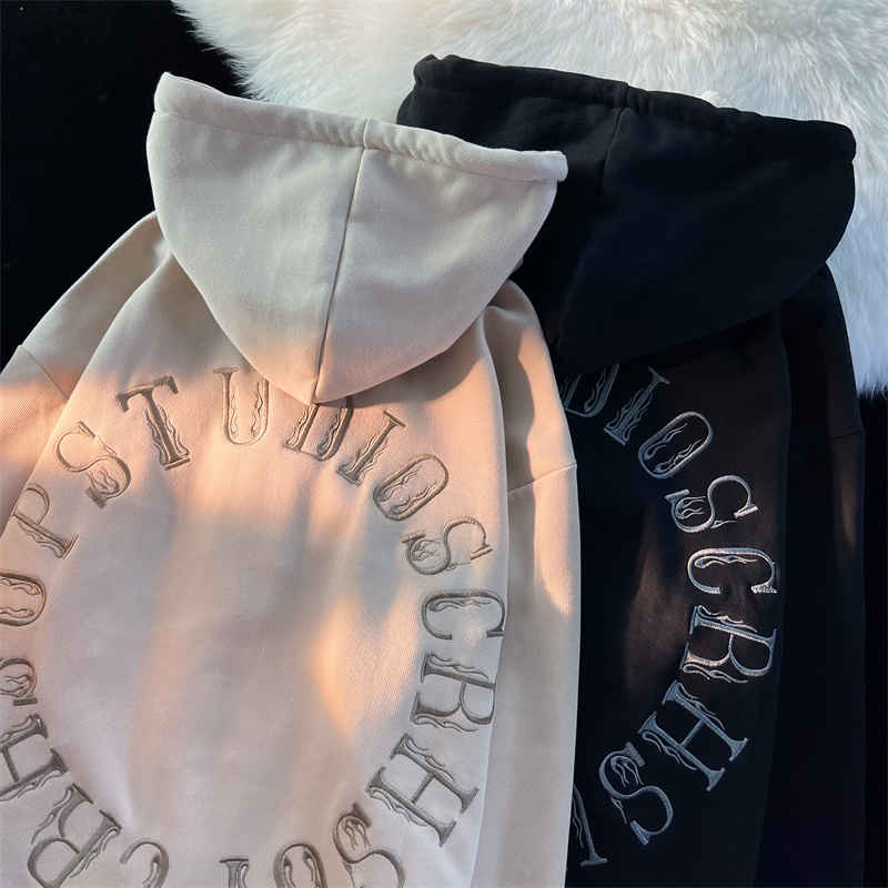 Áo Hoodie Hai Lớp Thêu Chữ Sau Lưng Thời Trang Thu Đông Cho Nữ