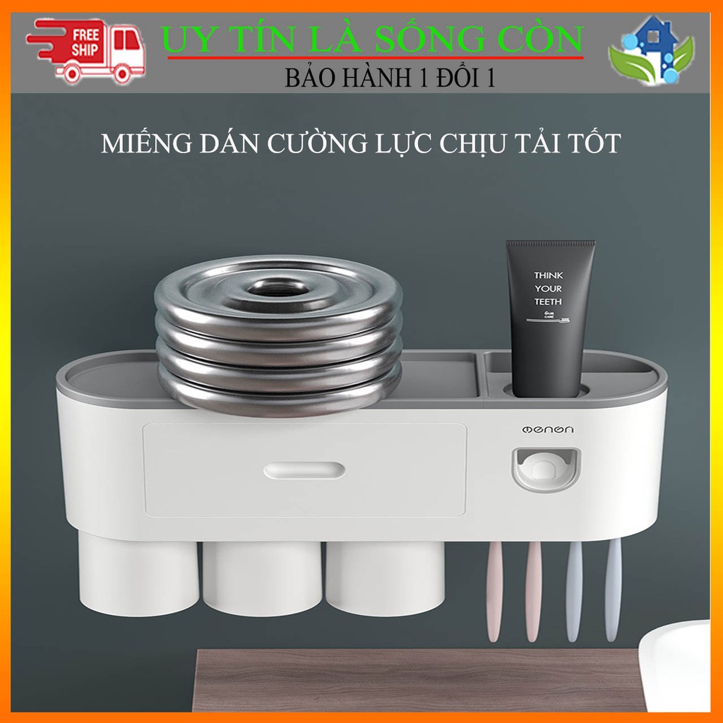 Kệ nhà tắm OENON dán tường có kèm cốc đế từ chức năng nhả kem tự động