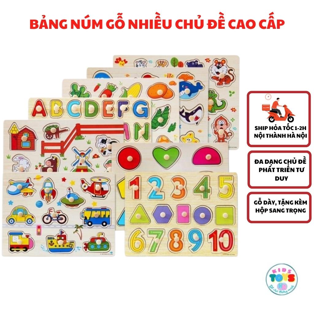 Đồ Chơi Gỗ Cho Bé KidsToyHN Bảng Ghép Hình Núm Gỗ Thông Minh Loại Dày To Đẹp 20x30cm Nhiều Chủ Đề BNG Qc