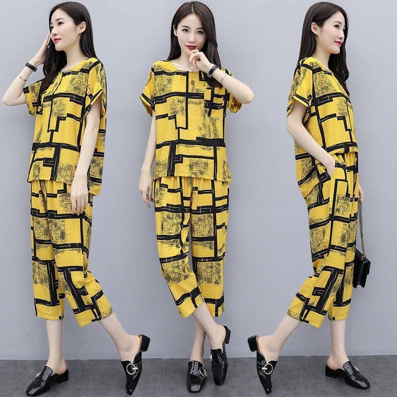 Fashion suits women summer Korean version of large size women's clothing is thin Western style casual loose-fat two-piece pants MM | BigBuy360 - bigbuy360.vn