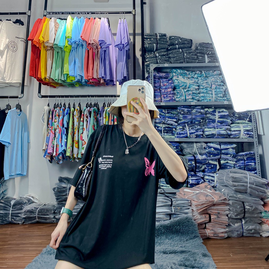 🍓VẢI TỐT🍓 Áo thun bướm hồng cool ngầu unisex oversize vải cotton xượt poli co giãn thấm hút tốt A012 | BigBuy360 - bigbuy360.vn