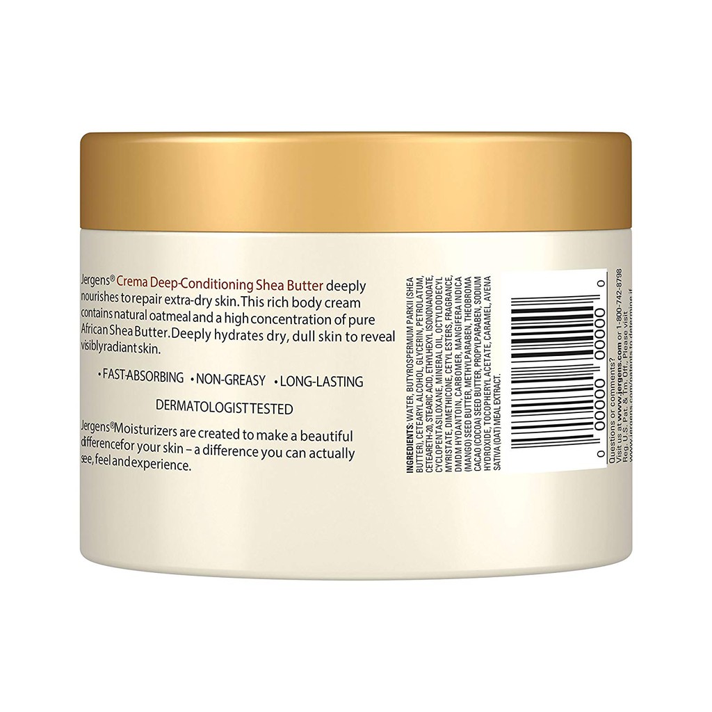 Bơ dưỡng ẩm da Jergens Crema Deep-Conditioning Shea Butter Body Cream with Oatmeal 236ml (Mỹ)