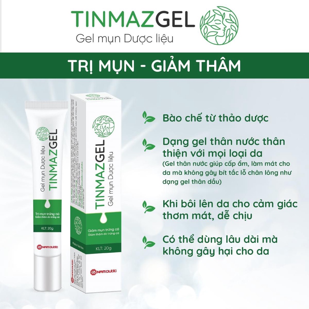 Gel Mụn Dược Liệu Tinmaz Gel giảm mụn trứng cá - mờ thâm sẹo tuýp 20g