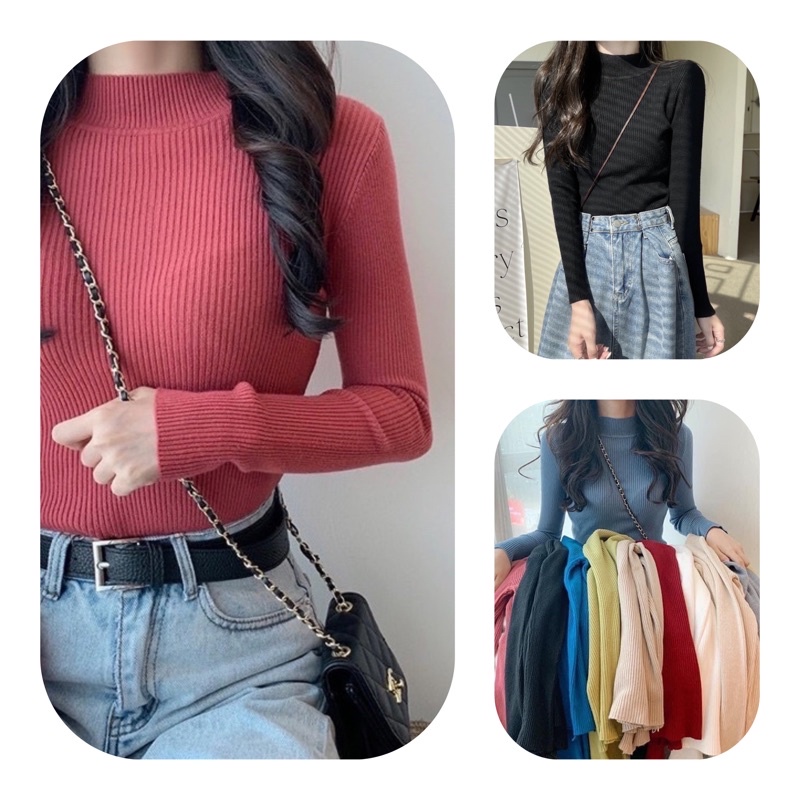 Áo len tăm nữ cổ 3 phân áo giữ nhiệt mềm mịn co giãn nhiều màu sắc áo len mỏng mã TP999 | BigBuy360 - bigbuy360.vn