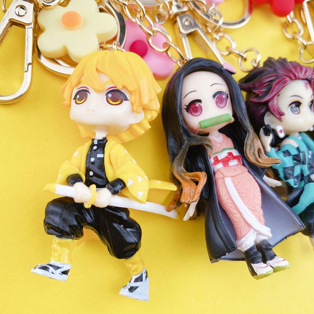 JONYE Móc Khóa Cao Su Họa Tiết Hoạt Hình Kimetsu No Yaiba 3D